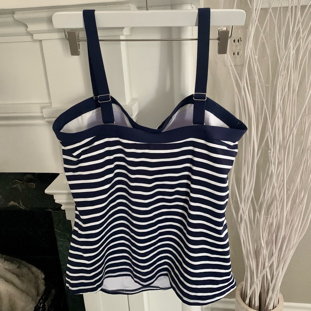 Lands end bandeau TANKINI BLUE STRIPED - Picture 4 of 7